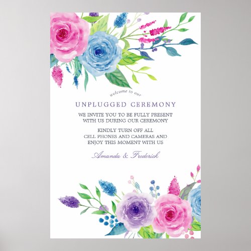 Ultra Violet Mix Floral Wedding Unplugged Ceremony Poster