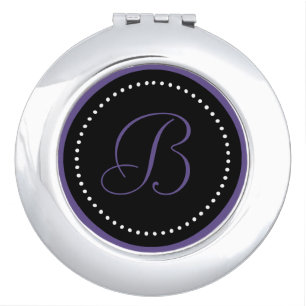 Ultra Violet Monogram on Black with White Dots Compact Mirror