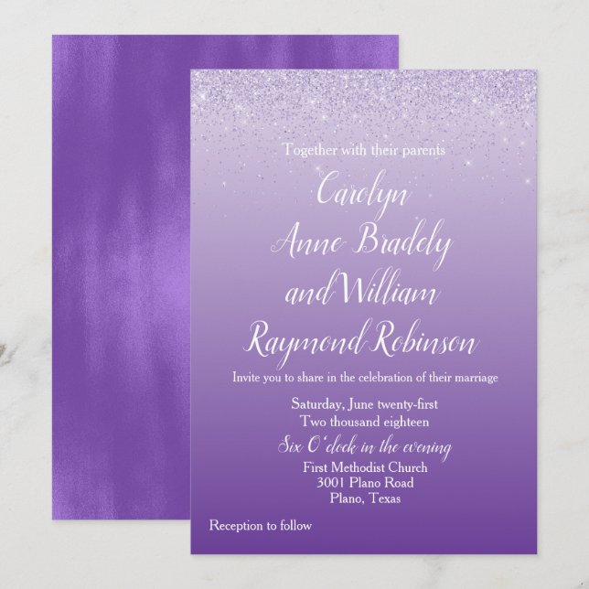 Ultra Violet Ombre Wedding Invitation (Front/Back)