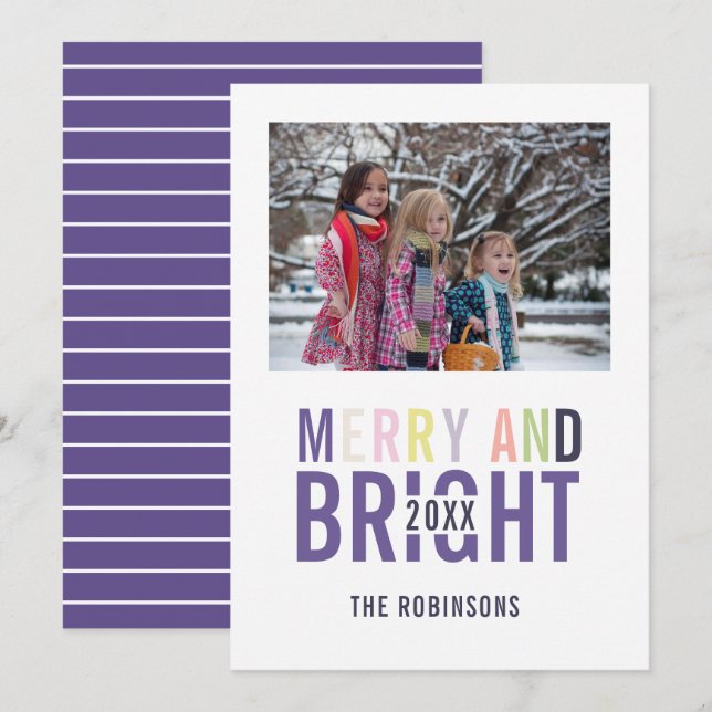 Ultra Violet Palette Christmas Greeting Photo Invitation (Front/Back)