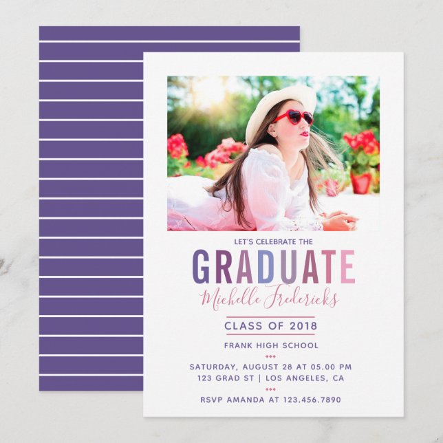 Ultra Violet palette Graduation Party invitation (Front/Back)