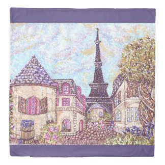 Ultra Violet Paris Eiffel Tower inspired landscape Duvet Cover