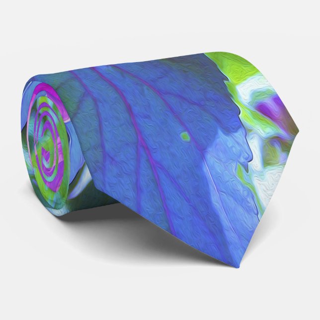 Ultra-Violet Plum Crazy Purple Hibiscus Flowers Neck Tie (Rolled)