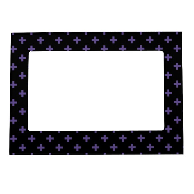 Ultra violet polka crosses on black magnetic frame (Front)