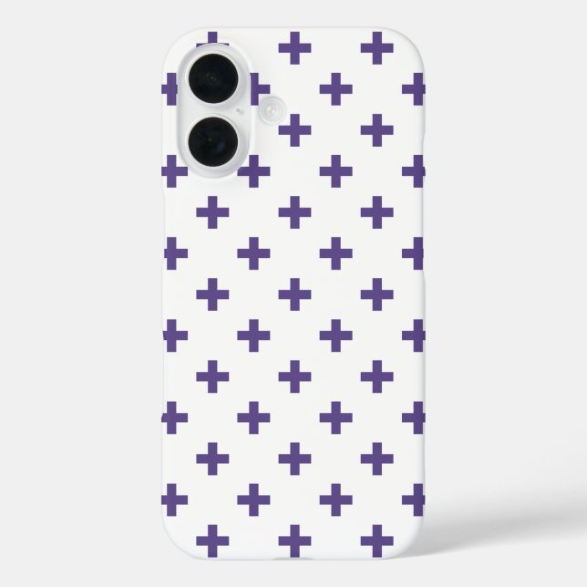 Ultra violet polka crosses on white Case-Mate iPhone case (Back)