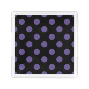 Ultra violet polka dots on black acrylic tray