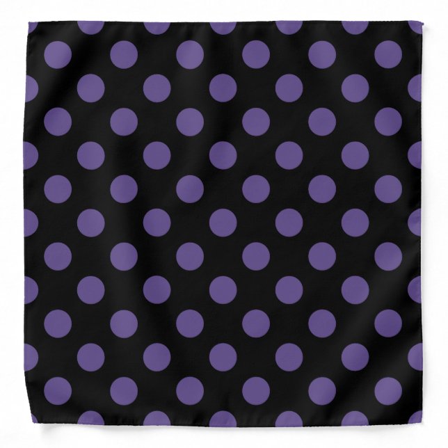 Ultra violet polka dots on black bandana (Front)