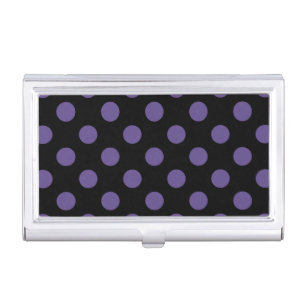 Ultra violet polka dots on black business card holder