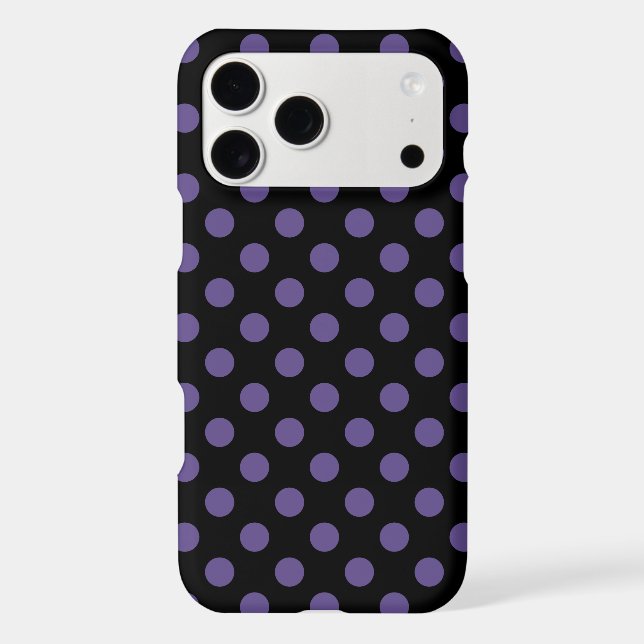 Ultra violet polka dots on black Case-Mate iPhone case (Back)