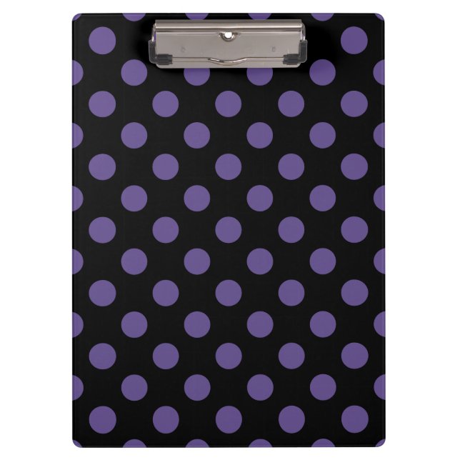 Ultra violet polka dots on black clipboard (Front)