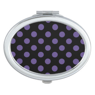 Ultra violet polka dots on black compact mirror