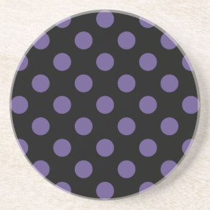Ultra violet polka dots on black drink coaster