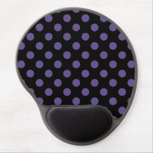Ultra violet polka dots on black gel mouse pad