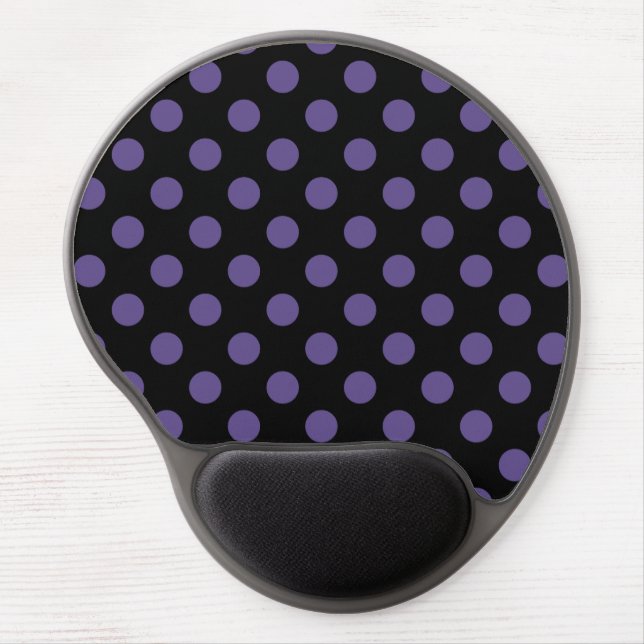 Ultra violet polka dots on black gel mouse pad (Front)