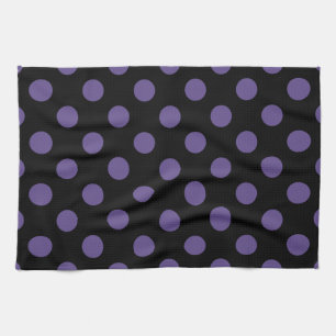 Ultra violet polka dots on black kitchen towel