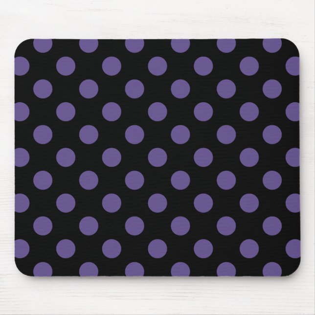 Ultra violet polka dots on black mouse pad (Front)