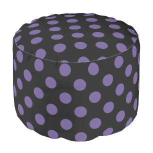 Ultra violet polka dots on black pouf