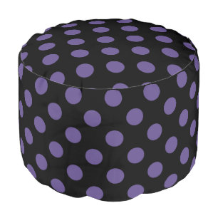 Ultra violet polka dots on black pouf