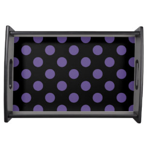 Ultra violet polka dots on black serving tray
