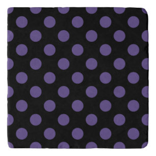 Ultra violet polka dots on black trivet