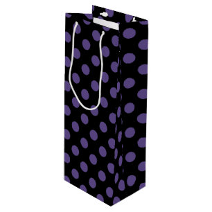 Ultra violet polka dots on black wine gift bag