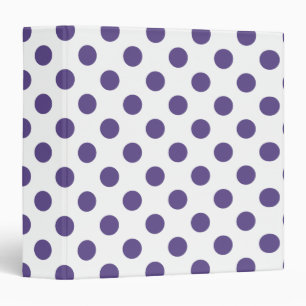 Ultra violet polka dots on white 3 ring binder