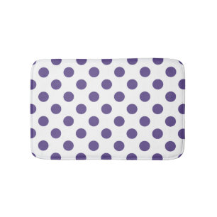 Ultra violet polka dots on white bathroom mat