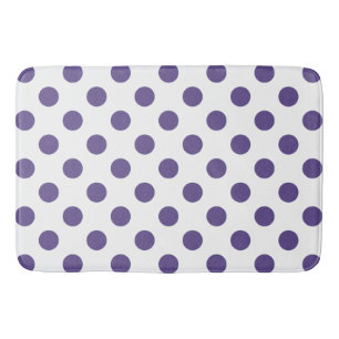 Ultra violet polka dots on white bathroom mat