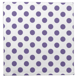 Ultra violet polka dots on white cloth napkin