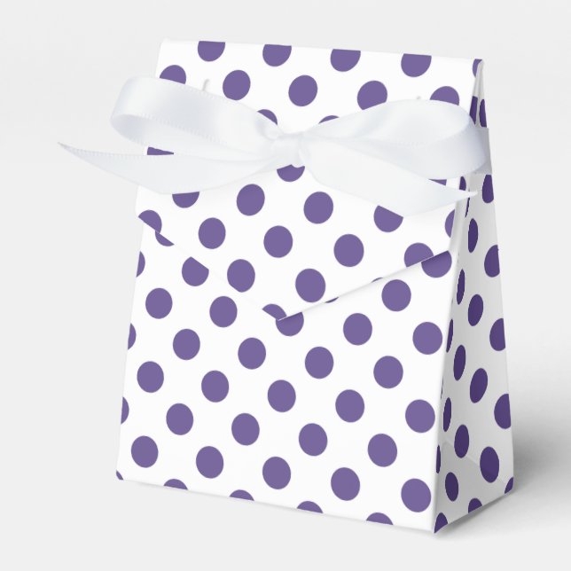 Ultra violet polka dots on white favor boxes (Front Side)