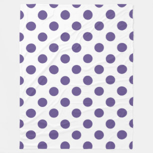 Ultra violet polka dots on white fleece blanket