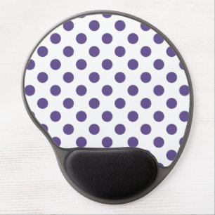Ultra violet polka dots on white gel mouse pad