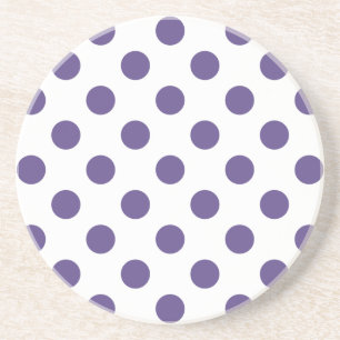 Ultra violet polka dots on white sandstone coaster