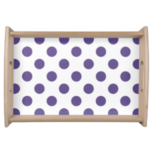 Ultra violet polka dots on white serving tray