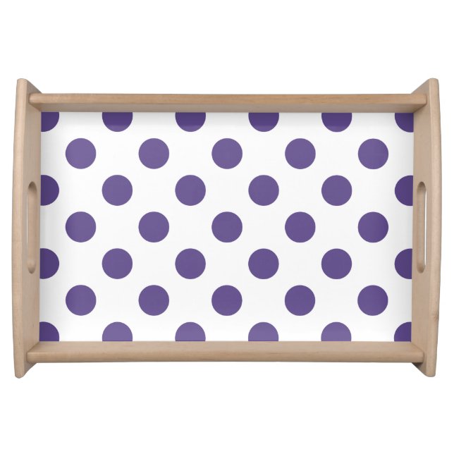 Ultra violet polka dots on white serving tray (Front)