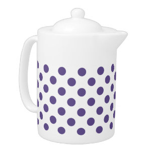 Ultra violet polka dots on white teapot