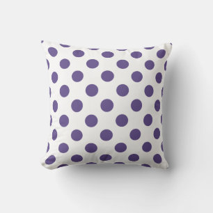 Ultra violet polka dots on white throw pillow
