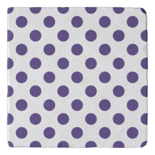 Ultra violet polka dots on white trivet