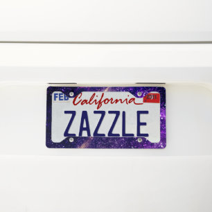Ultra violet purple abstract galaxy license plate frame