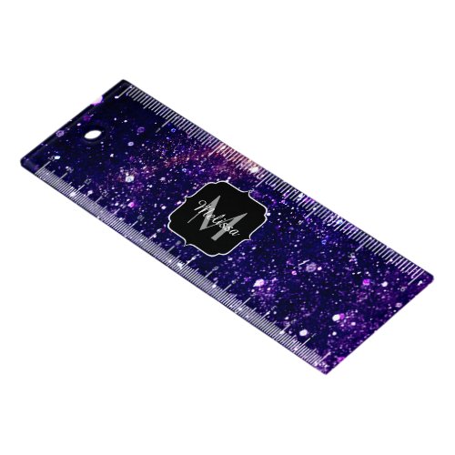 Ultra violet purple abstract galaxy Monogram Ruler