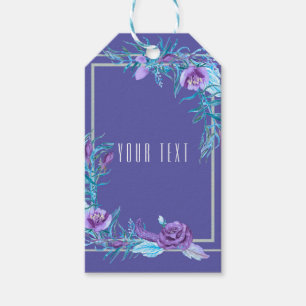 Ultra Violet Purple Aqua Floral Chic Wedding Favor Gift Tags