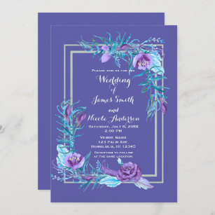 Get Royal Blue And Purple Wedding Invitation Cards Design