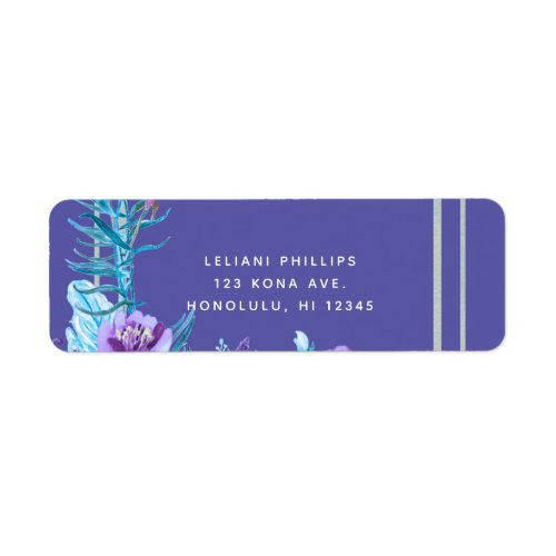 Ultra Violet Purple  Aqua Floral Chic Wedding Label