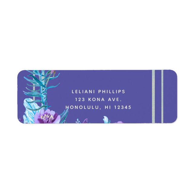 Ultra Violet Purple & Aqua Floral Chic Wedding Label (Front)