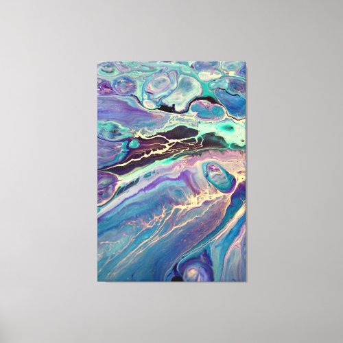 Ultra Violet Purple Blue Marble Fluid Abstract Art Canvas Print