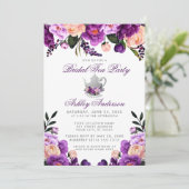 Ultra Violet Purple Bridal Shower Tea Party Invite (Standing Front)