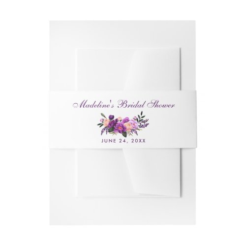Ultra Violet Purple Floral Bridal Shower Invitation Belly Band