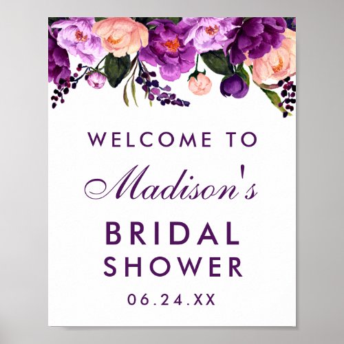 Ultra Violet Purple Floral Bridal Shower Poster