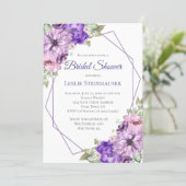 Ultra Violet Purple Floral Geometric Bridal Shower Invitation (Standing Front)