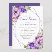 Ultra Violet Purple Floral Geometric Bridal Shower Invitation (Front/Back)